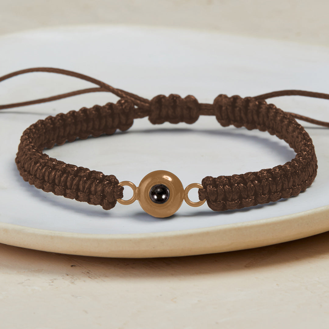 Personalized Braided Photo Bracelet in rose gold tone