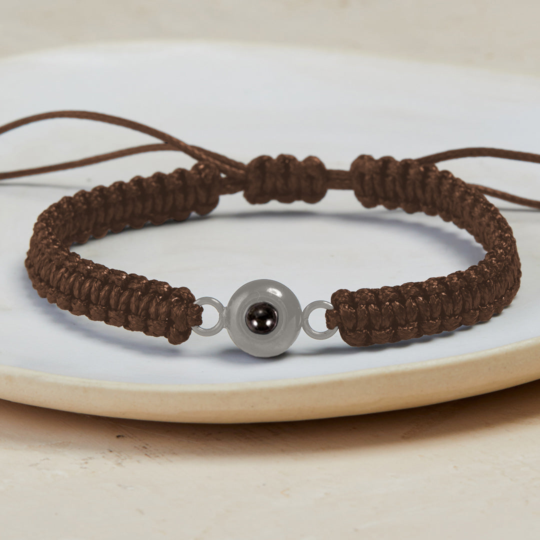 Personalized Braided Photo Bracelet in 925 sterling silver