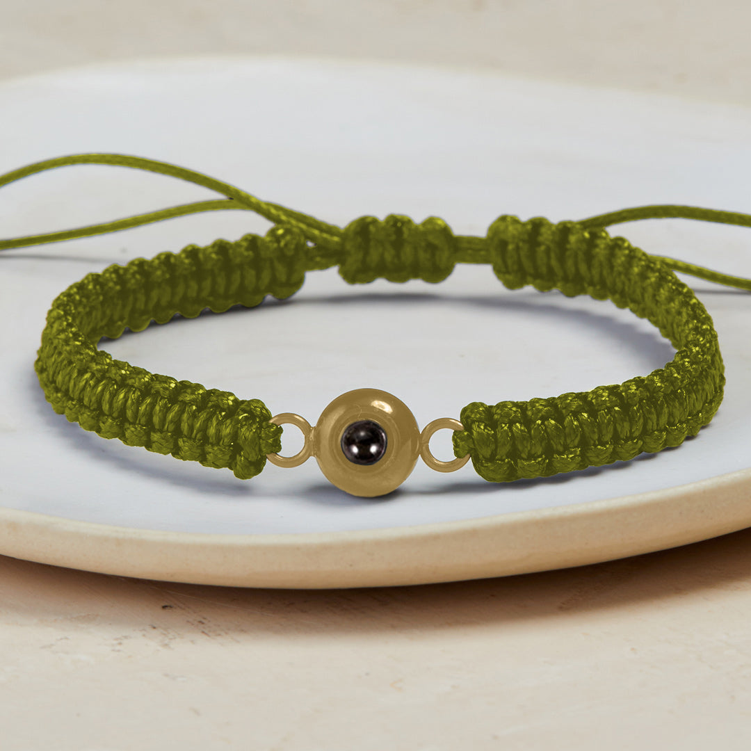 Personalized Braided Photo Bracelet in gold tone