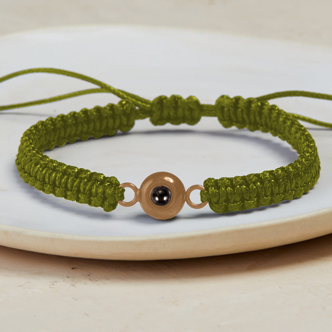 Personalized Braided Photo Bracelet in rose gold tone