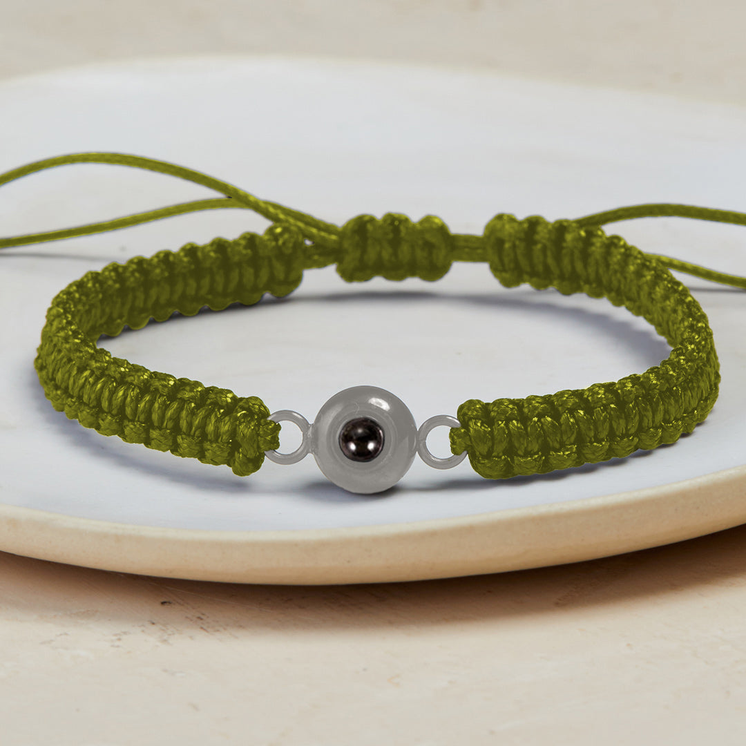 Personalized Braided Photo Bracelet in 925 sterling silver