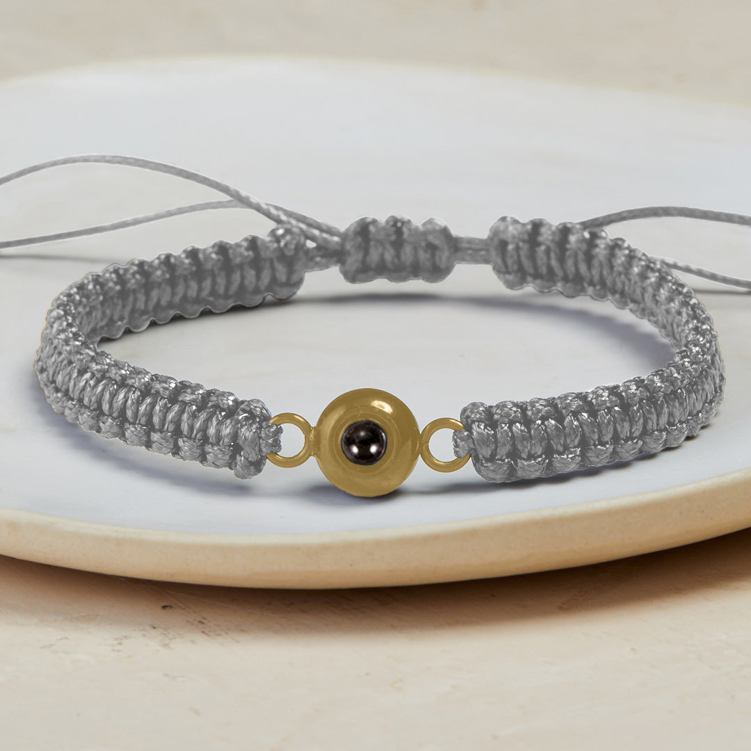 Personalized Braided Photo Bracelet in gold tone