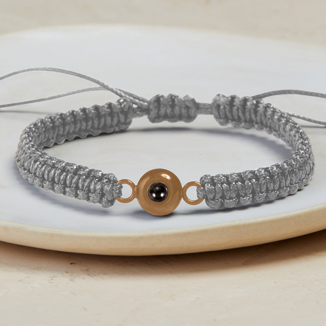Personalized Braided Photo Bracelet in rose gold tone