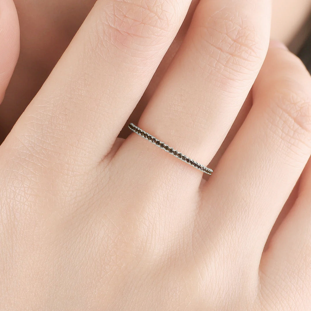 Black Diamond Eternity Stacking Ring in 925 sterling silver