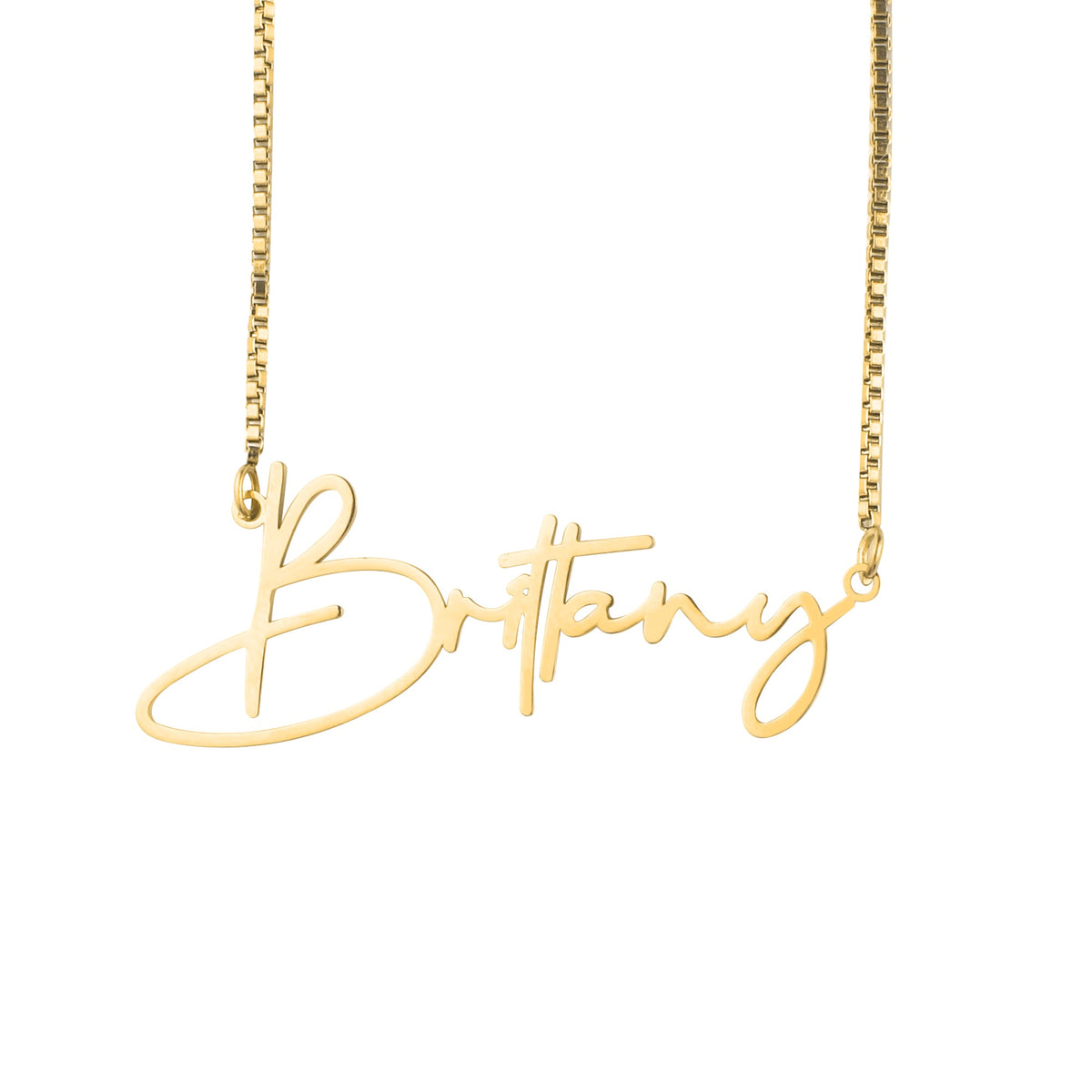 Modern Name Necklace in gold tone