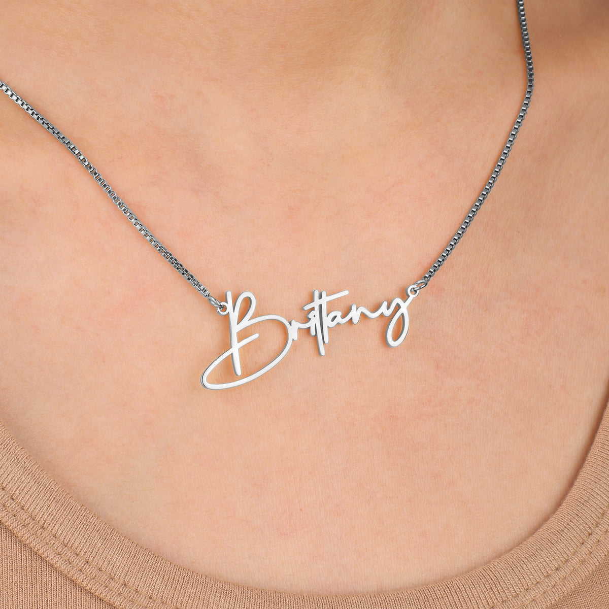 Personalized Name Necklace | Choose from 9 Styles in 925 sterling silver, worn on a model