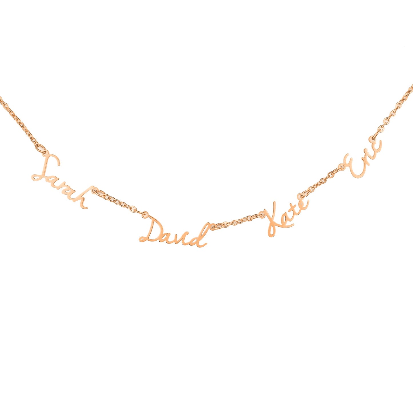 Fairy Multiple Name Necklace | Add Up to 4 Names in rose gold tone