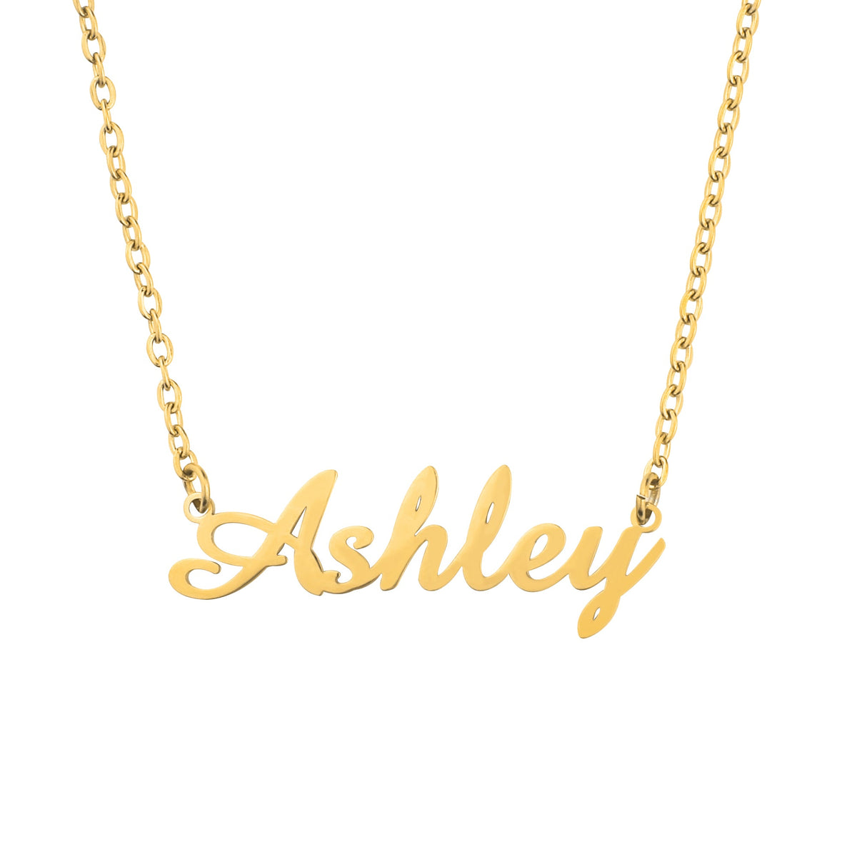 Quill Name Necklace in gold tone