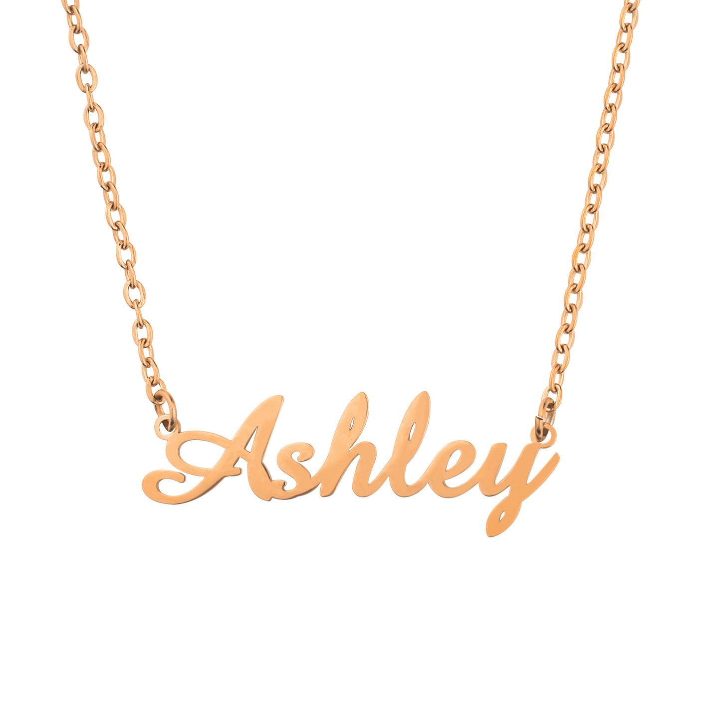 Quill Name Necklace in rose gold tone