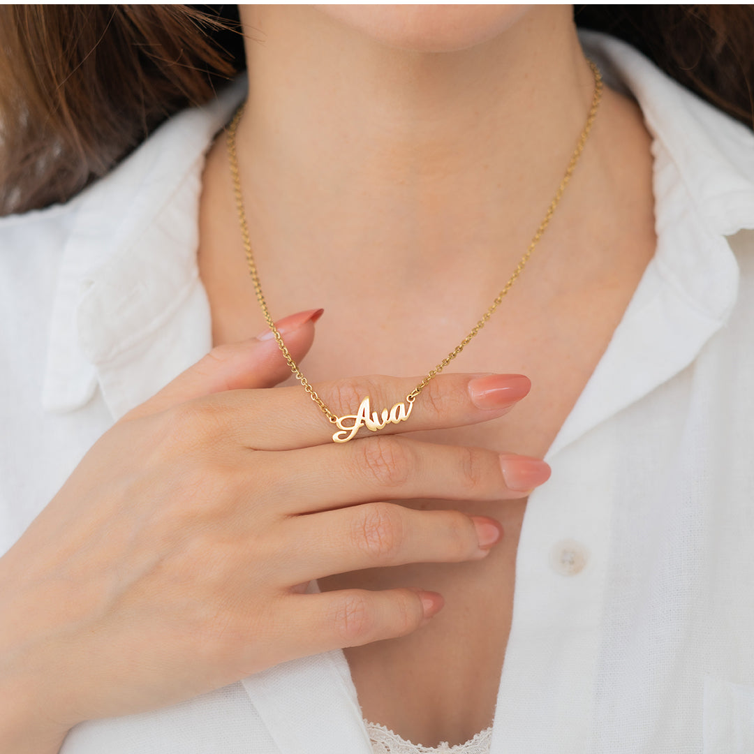 Personalized Name Necklace | Choose from 9 Styles, worn on a model