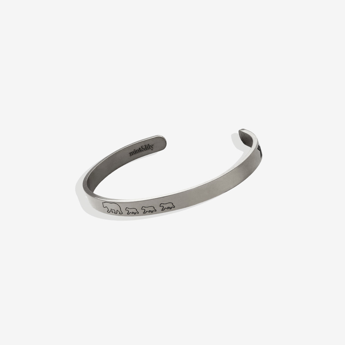 Mama Bear & Her Baby Bears Engraved Cuff Bracelet in 925 sterling silver