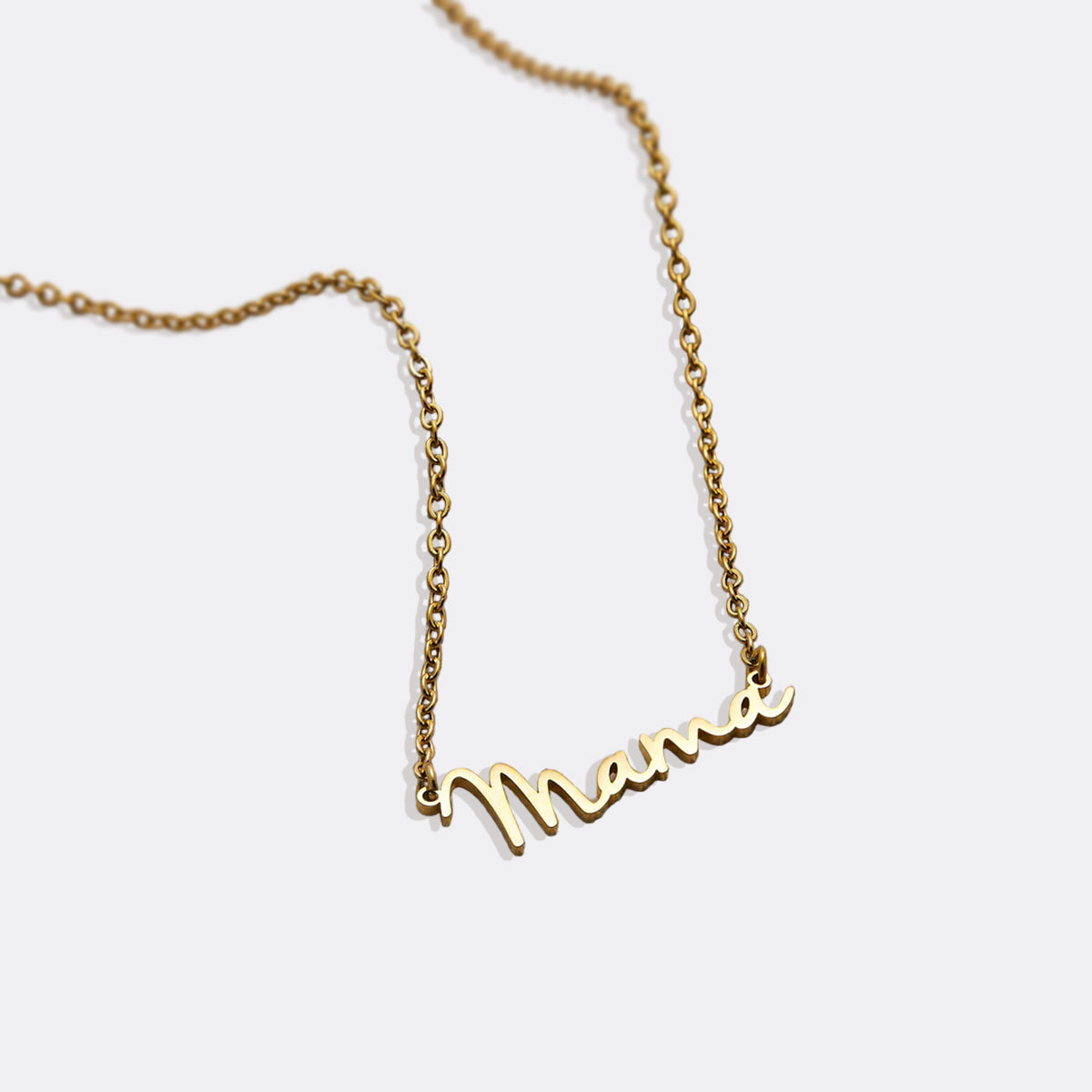 Mama Script Necklace in gold tone