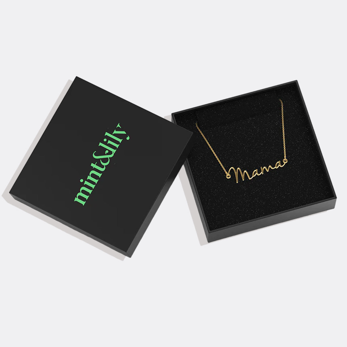 Mama Script Necklace in gold tone