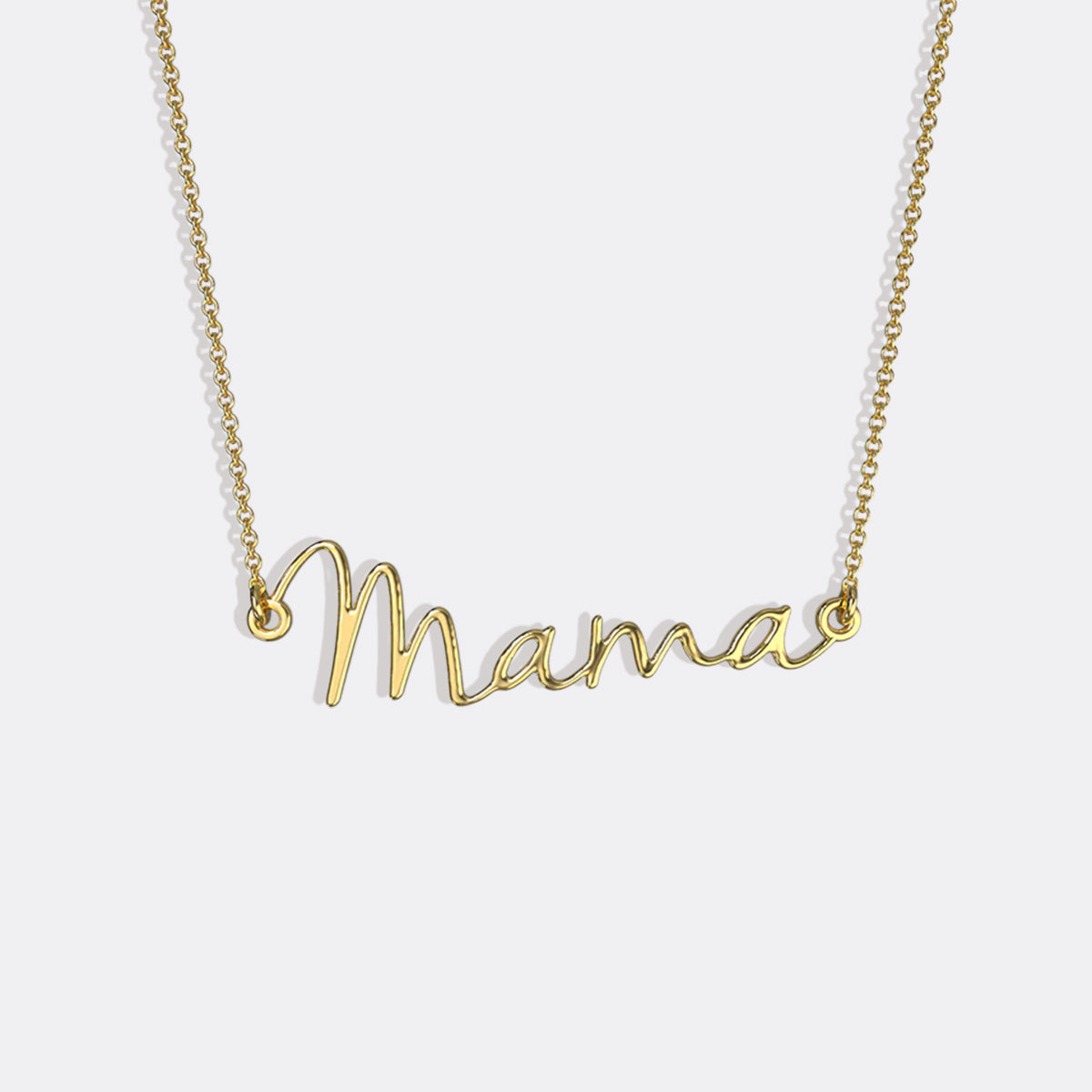 Mama Script Necklace in gold tone