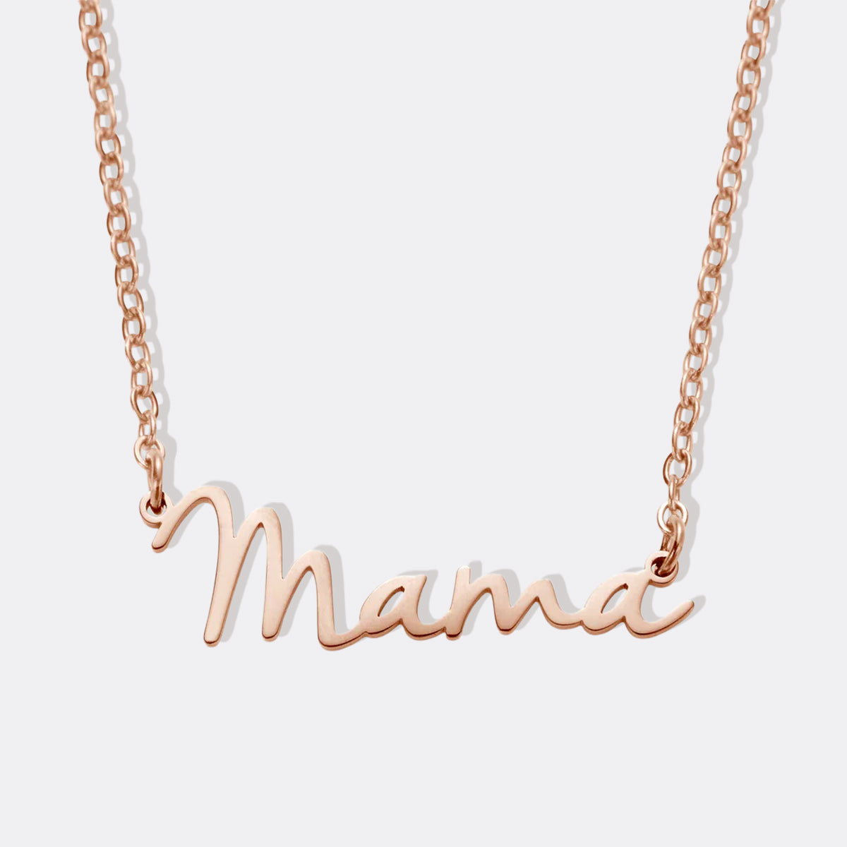 Mama Script Necklace in rose gold tone