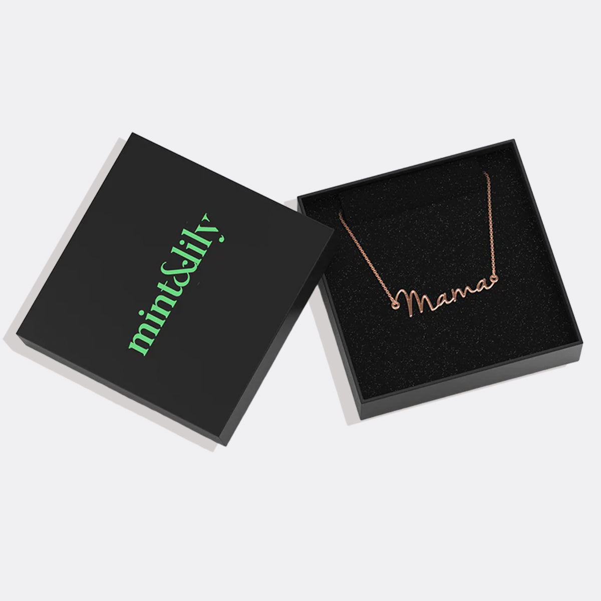 Mama Script Necklace in rose gold tone