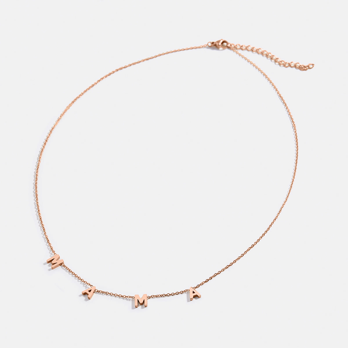 The MAMA Letter Necklace in rose gold tone