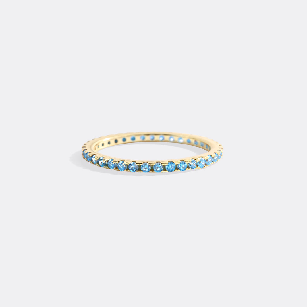 March Birthstone Eternity Stacking Ring in gold tone