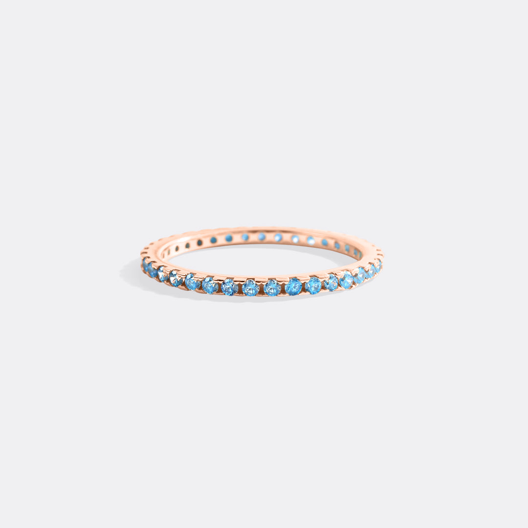 March Birthstone Eternity Stacking Ring in rose gold tone