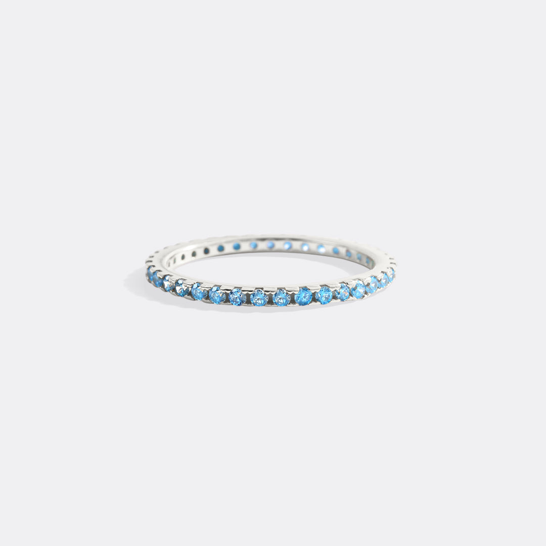 March Birthstone Eternity Stacking Ring in 925 sterling silver