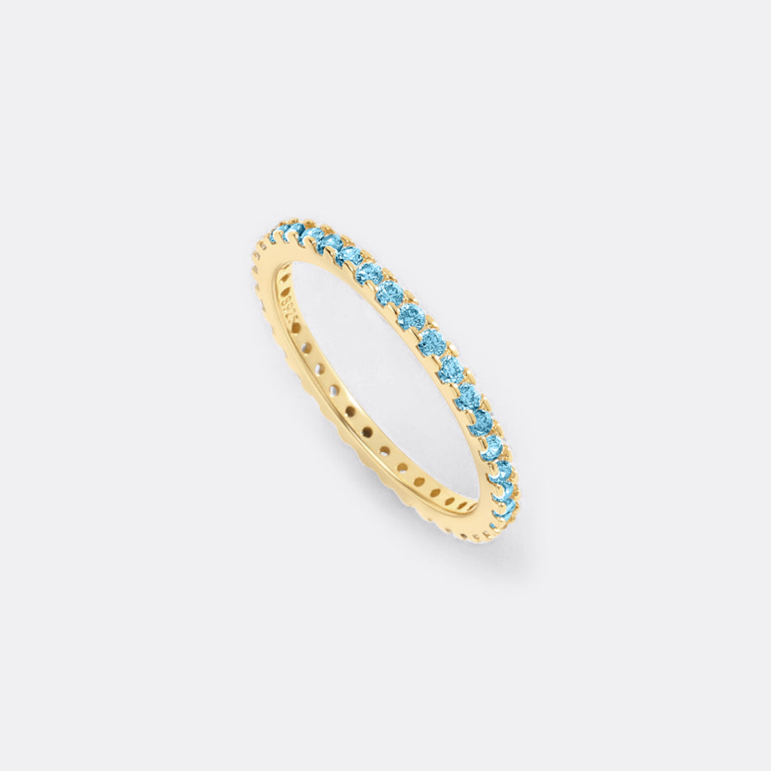 March Birthstone Eternity Stacking Ring in gold tone