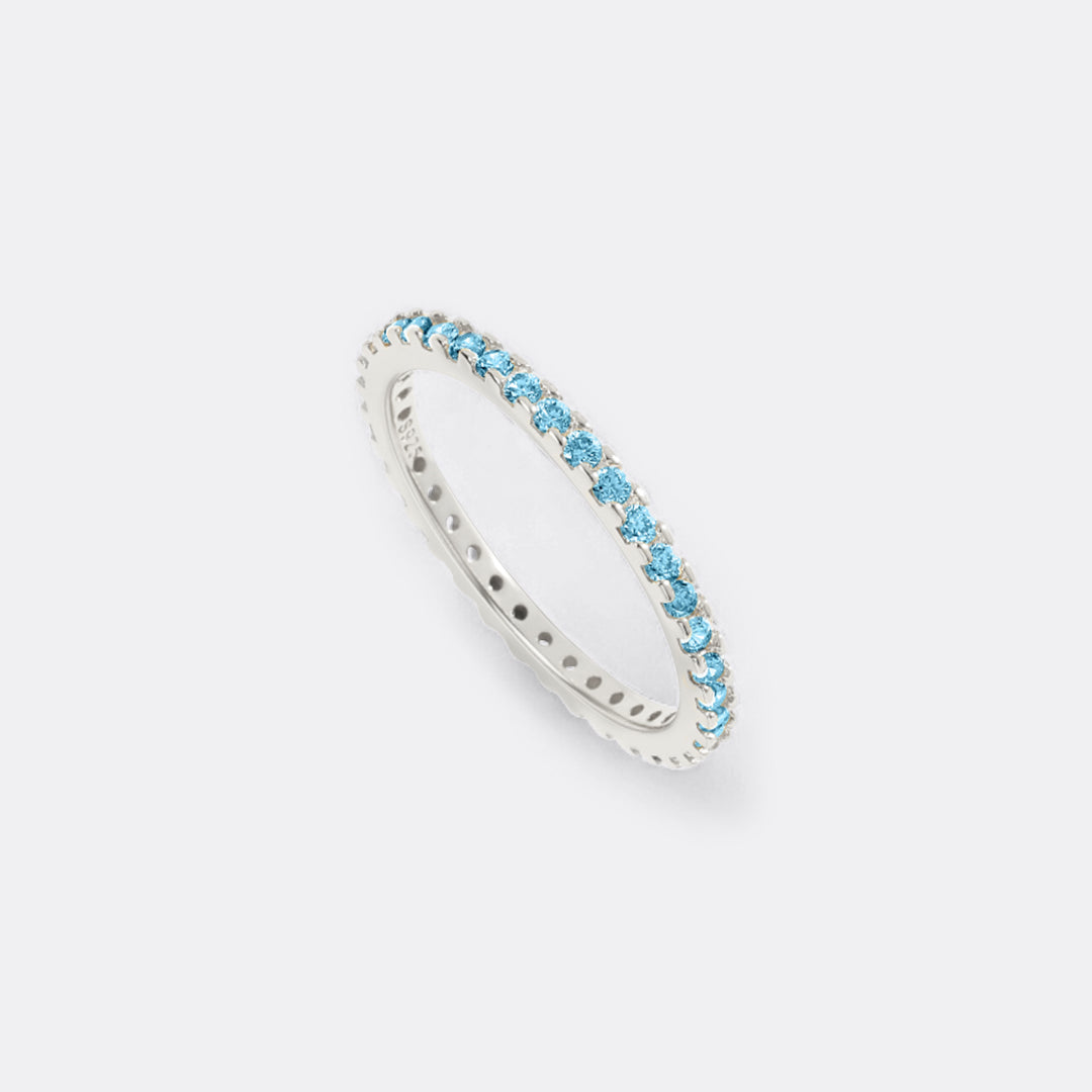 March Birthstone Eternity Stacking Ring in 925 sterling silver