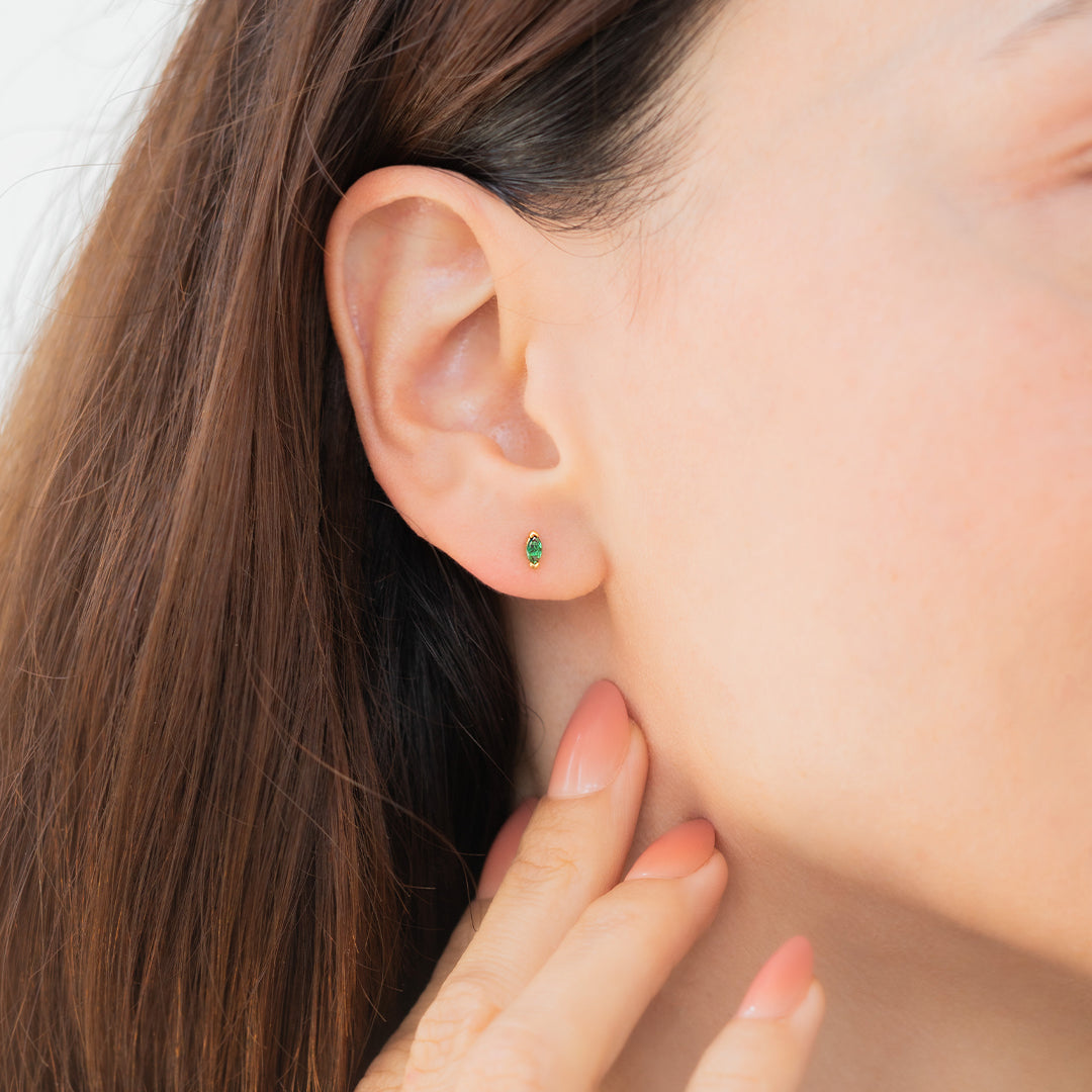 Marquis Gemstone Sleeper Stud Earrings in gold tone
