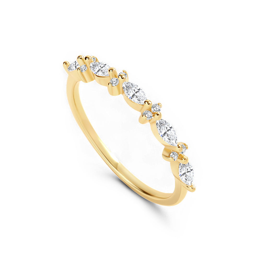 Marquise and Round Diamond Ring in 925 Sterling Silver — Vanny Jewels