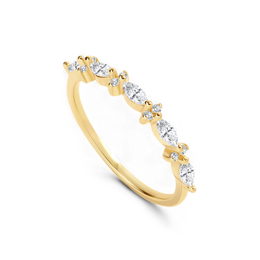 Marquise and Round Diamond Ring in 925 Sterling Silver — Vanny Jewels