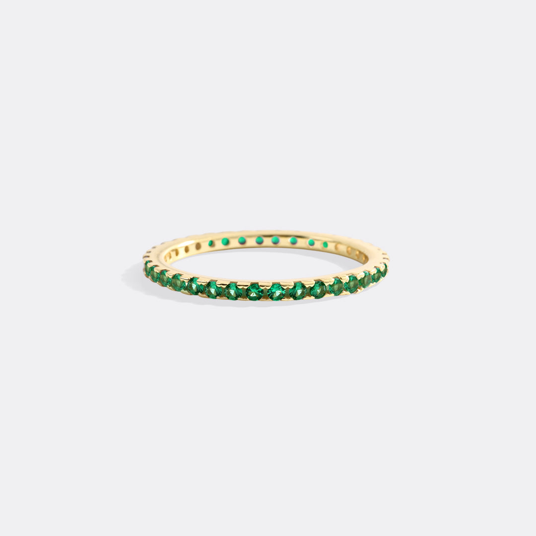 May Birthstone Eternity Stacking Ring in gold tone