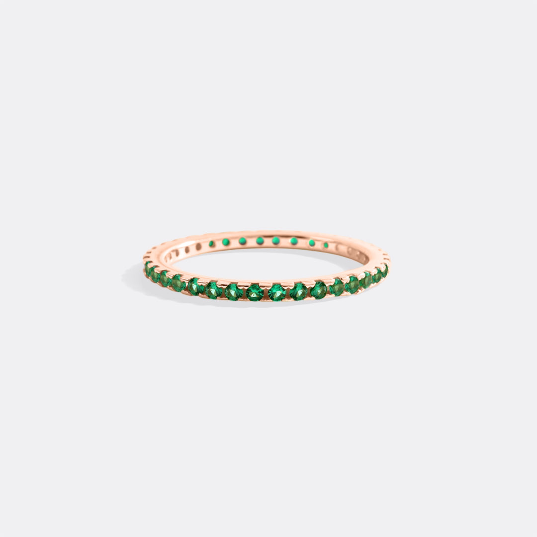 May Birthstone Eternity Stacking Ring in rose gold tone