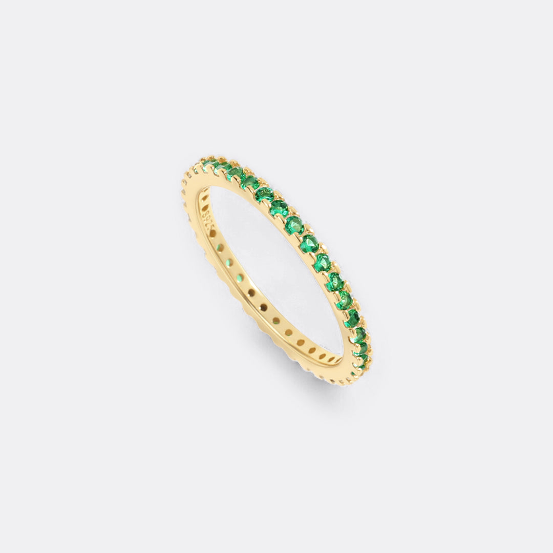 May Birthstone Eternity Stacking Ring in gold tone