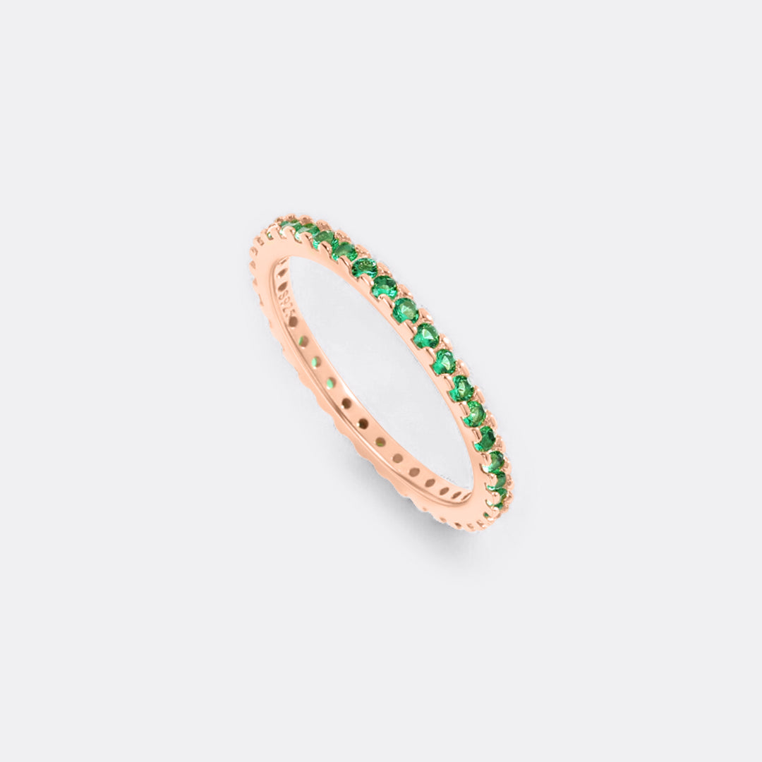 May Birthstone Eternity Stacking Ring in rose gold tone