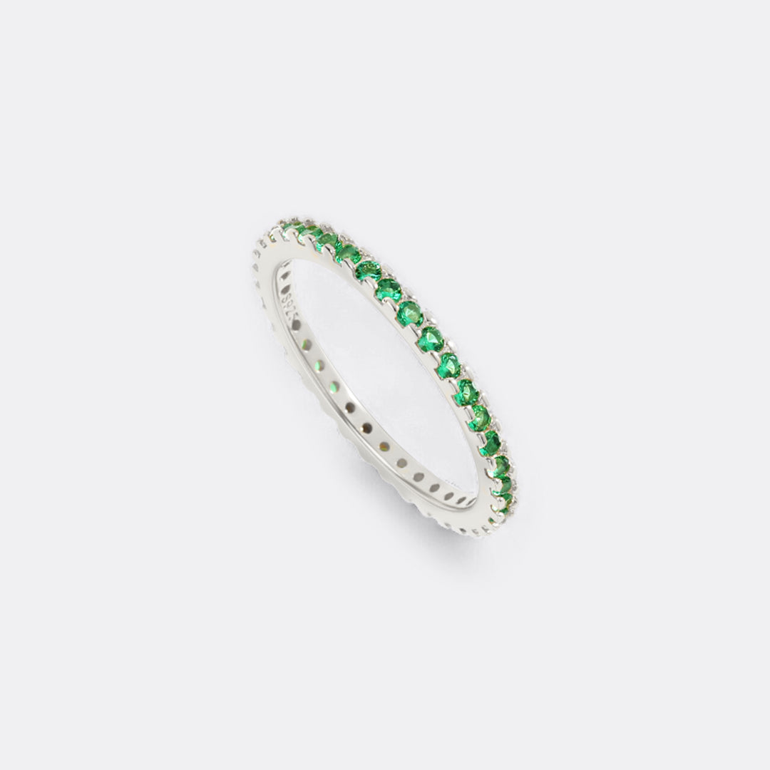 May Birthstone Eternity Stacking Ring in 925 sterling silver