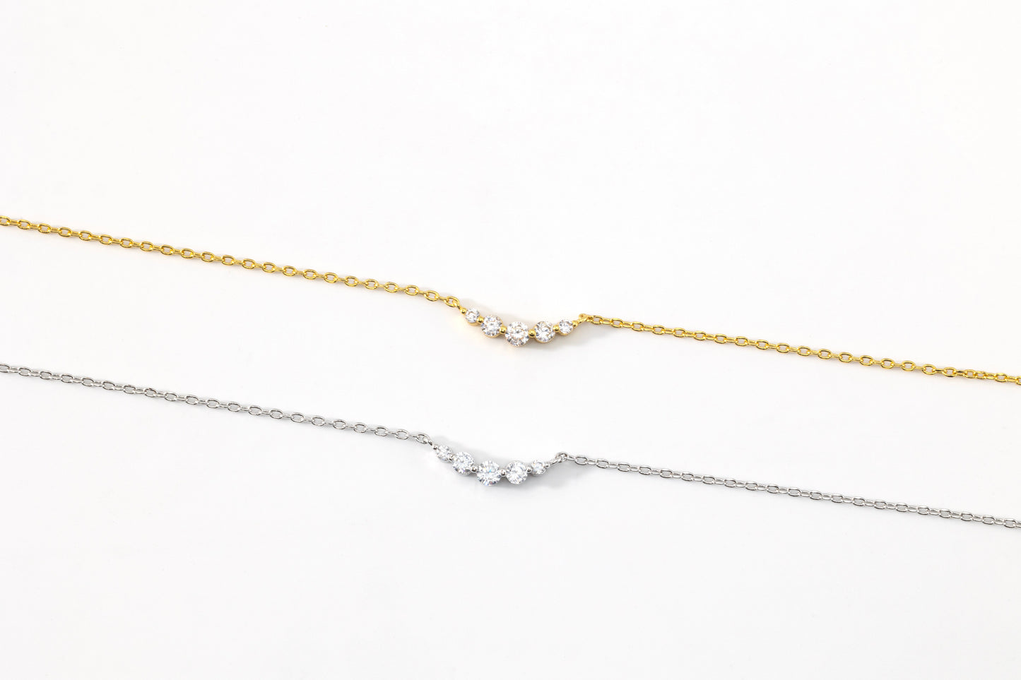 Mini Arc Diamond Necklace, flat lay detail