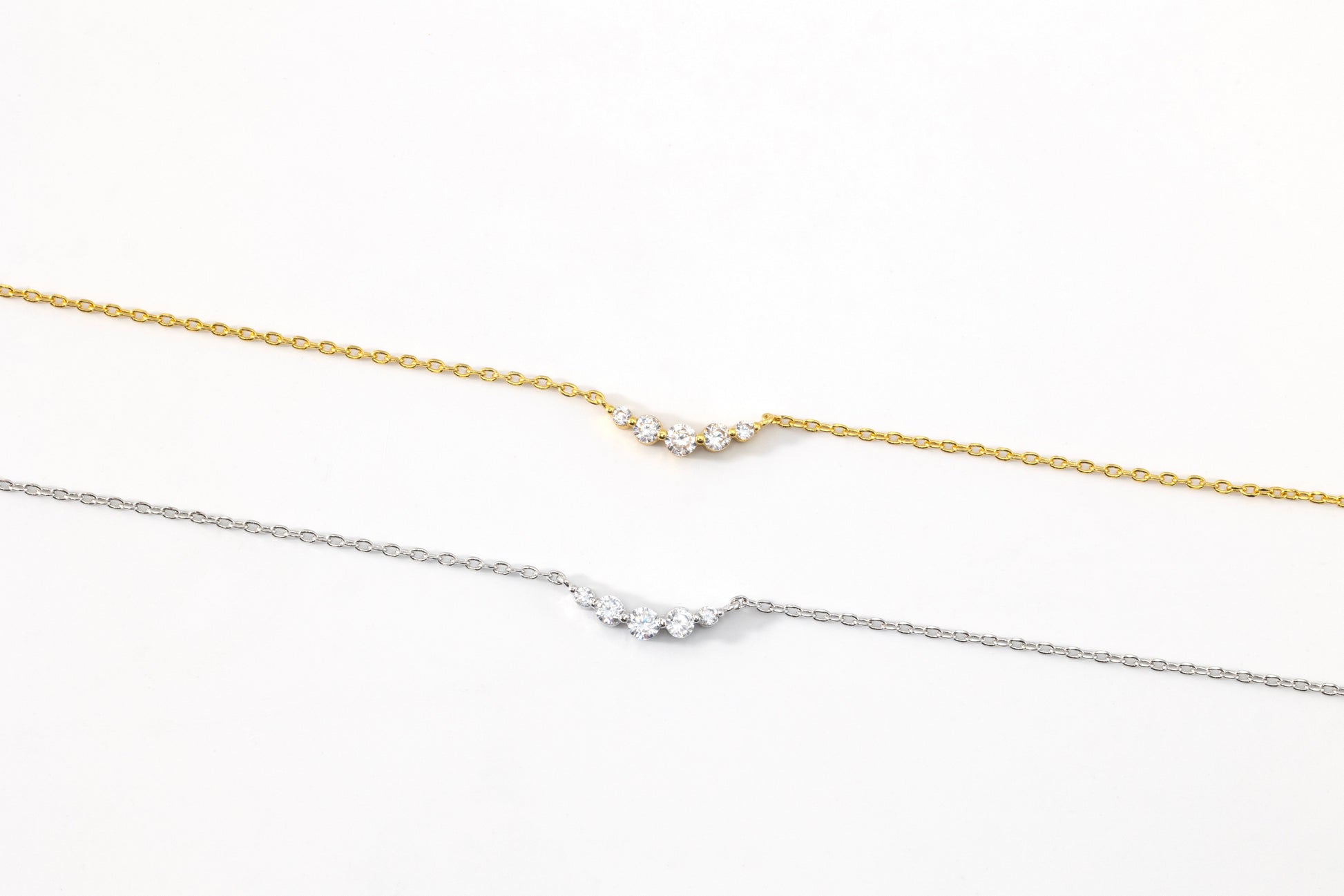 Mini Arc Diamond Necklace, flat lay detail
