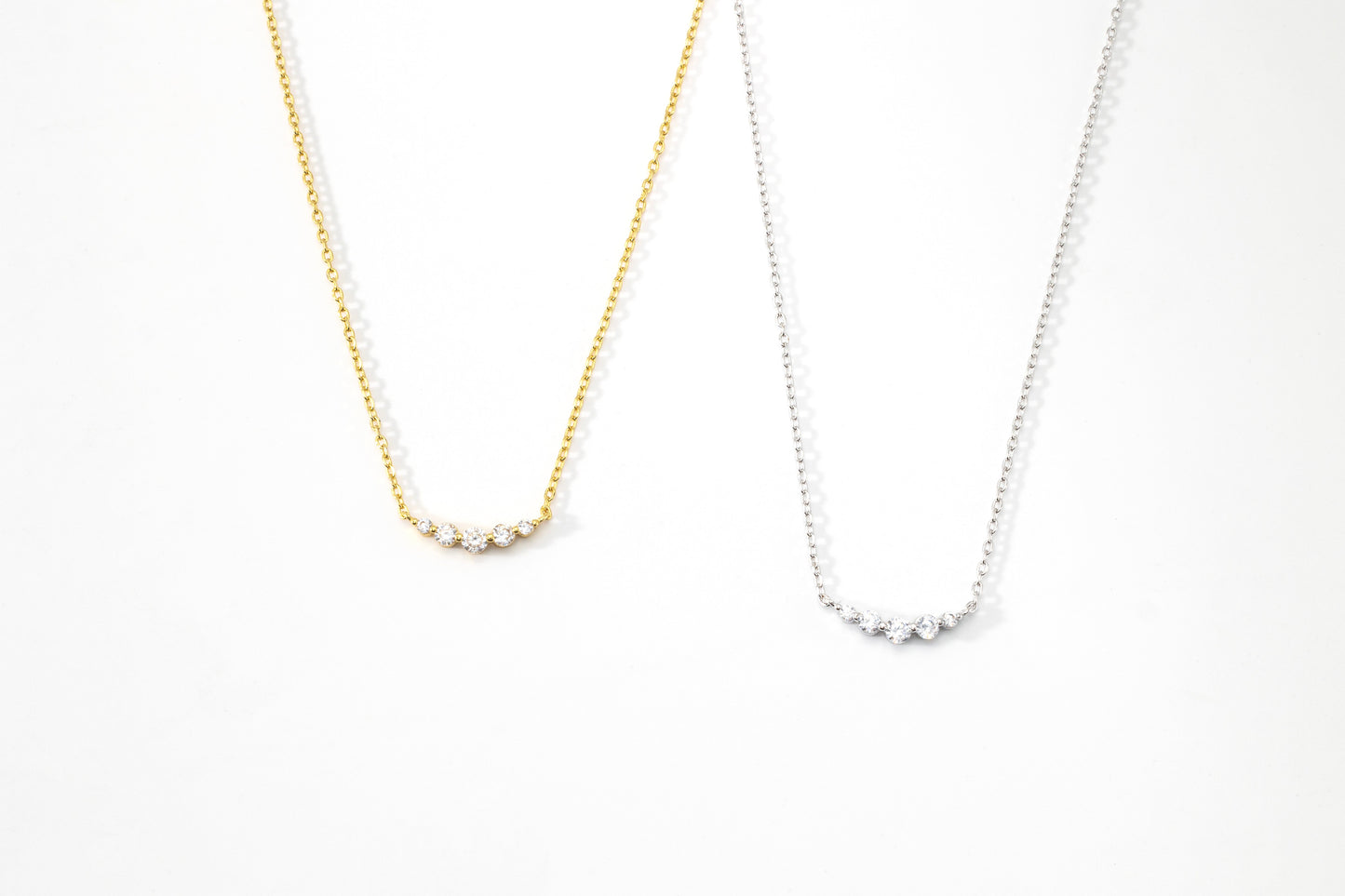 Mini Arc Diamond Necklace, flat lay detail
