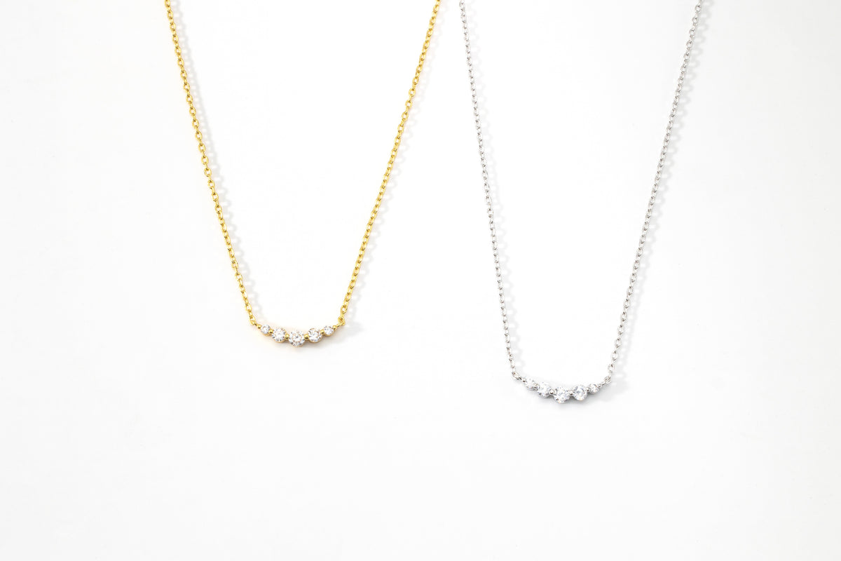 Mini Arc Diamond Necklace, flat lay detail