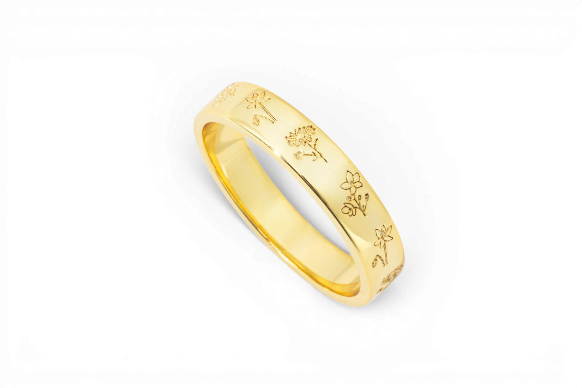 Mini Birth Flower Band ring — Vanny Jewels