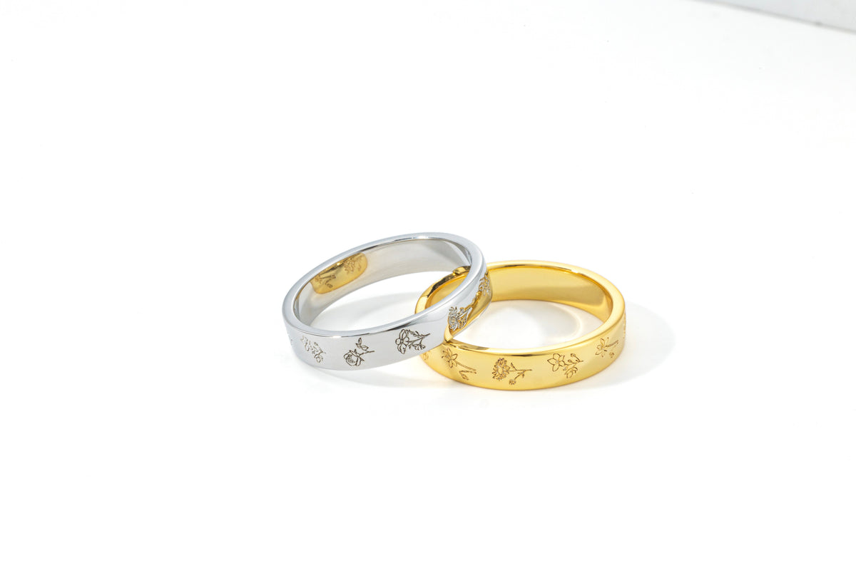 Mini Birth Flower Band, flat lay detail