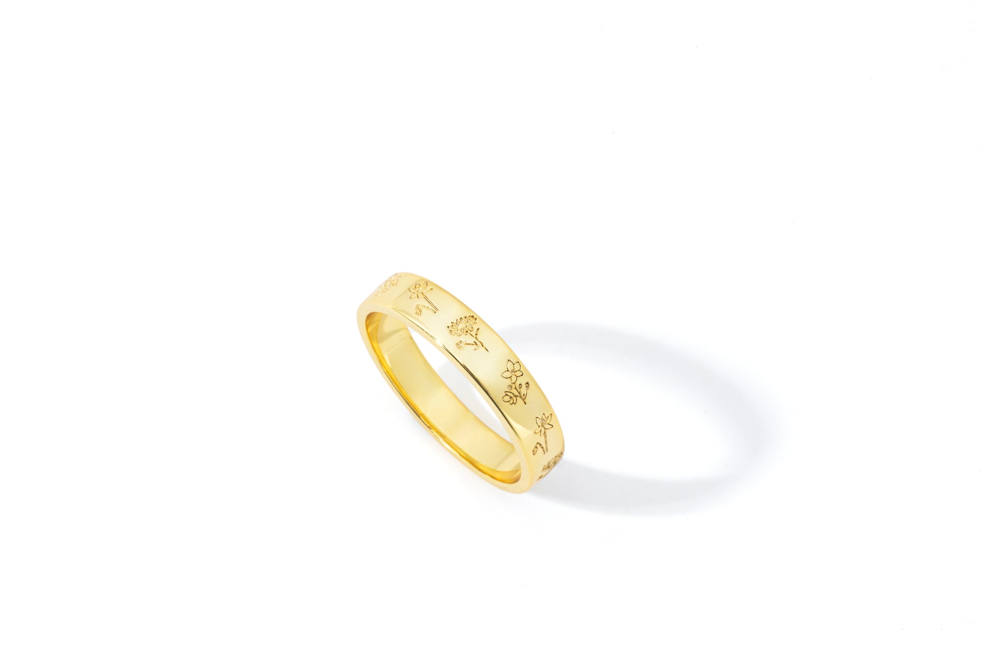 Mini Birth Flower Band in gold tone