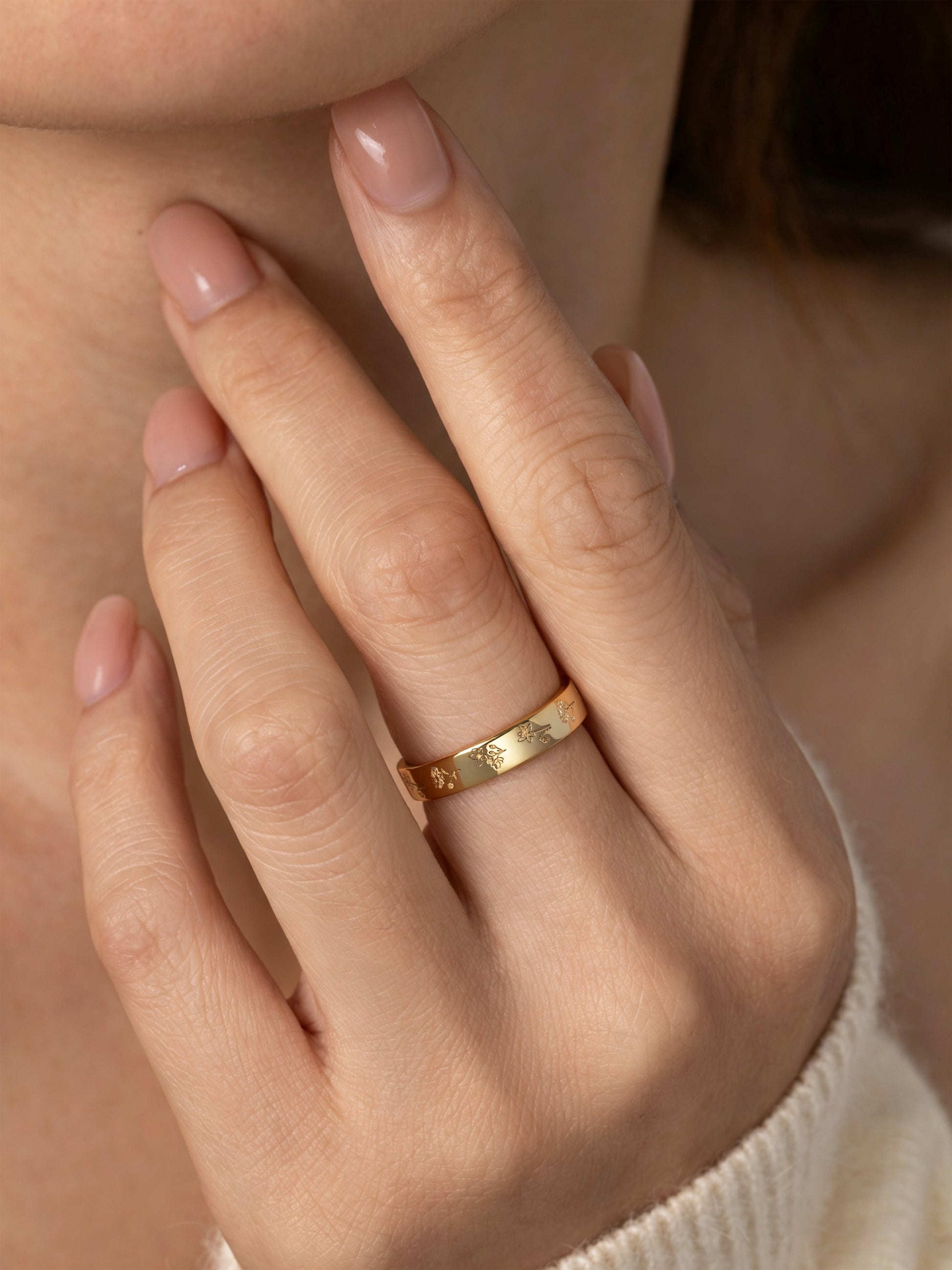 Mini Birth Flower Band, worn on a model
