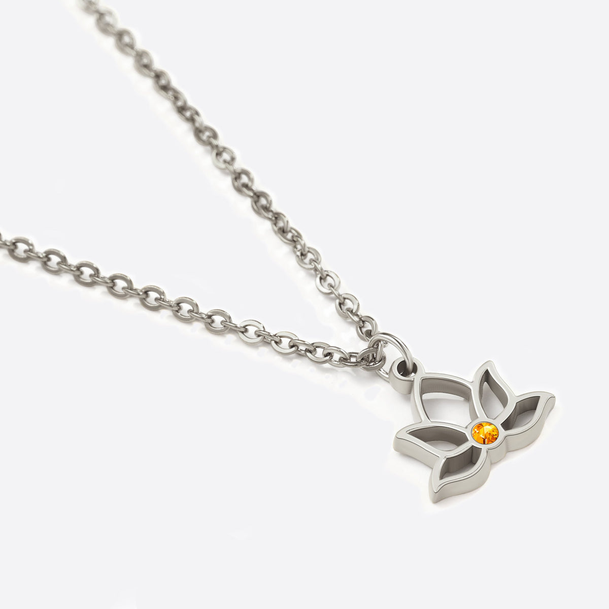 Mini Lotus Birthstone Pendant Necklace in 925 sterling silver with November birthstone