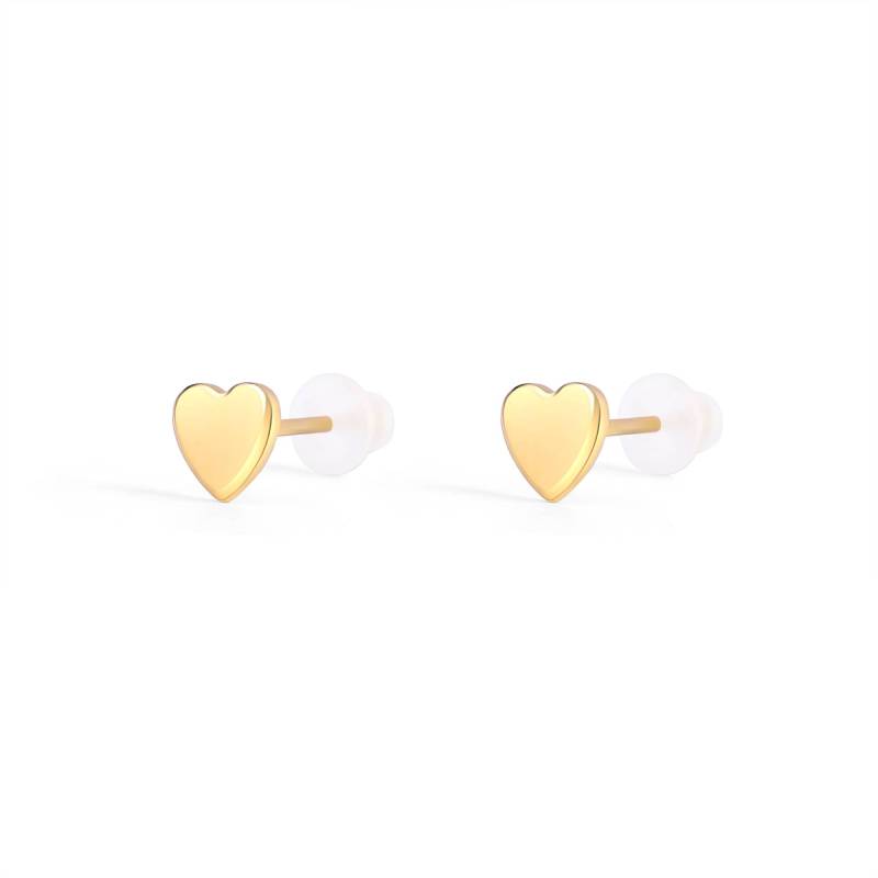 Mini Heart Stud Earrings in gold tone