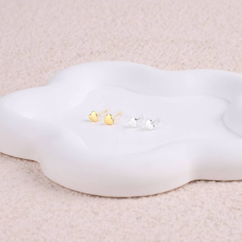 Mini Heart Stud Earrings in gold tone