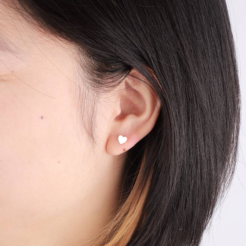 Mini Heart Stud Earrings in 925 sterling silver