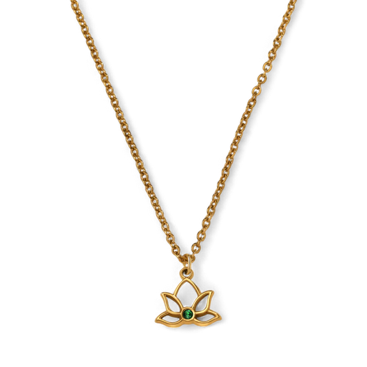 Mini Lotus Birthstone Pendant Necklace — Vanny Jewels