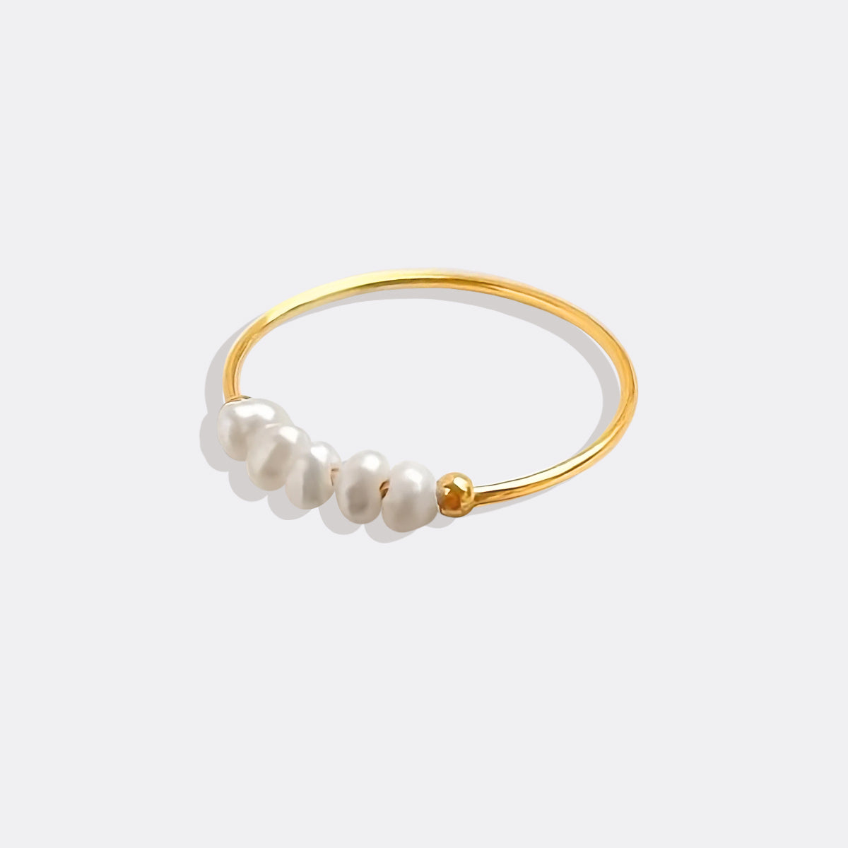 Mini Pearl Ring in gold tone