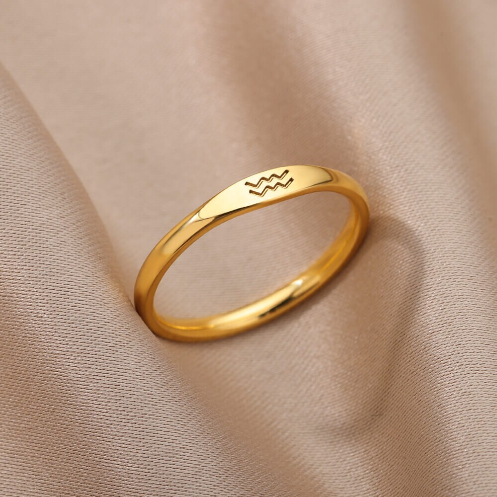 Minimalistischer Tierkreis-Stapelring
