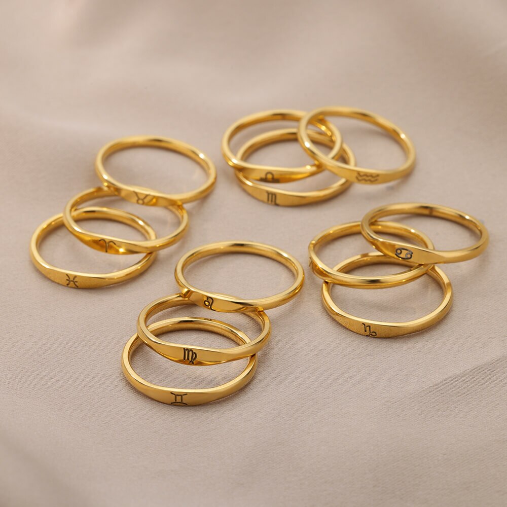 Minimalistischer Tierkreis-Stapelring